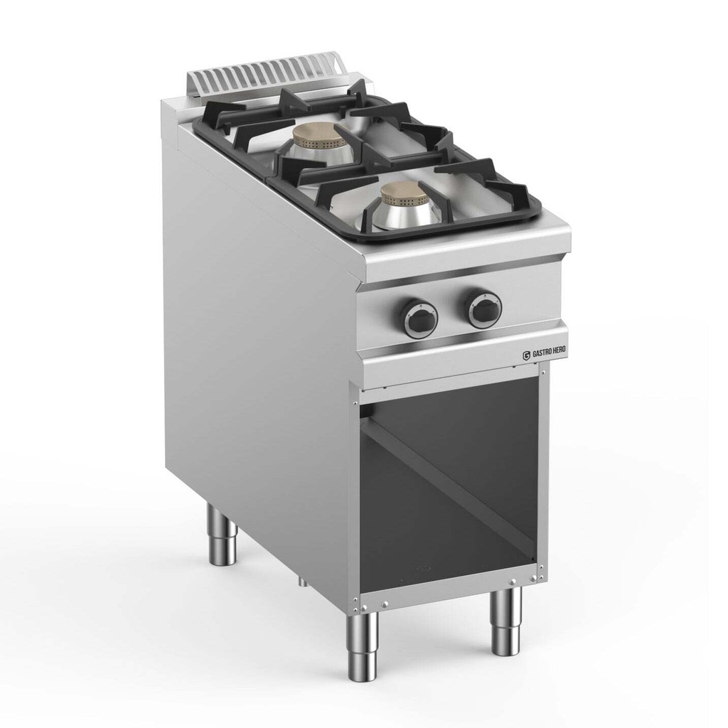 Gasherd  Serie 900 - 40/90 mit offenem Unterbau - 2 Kochstellen - 18 kW