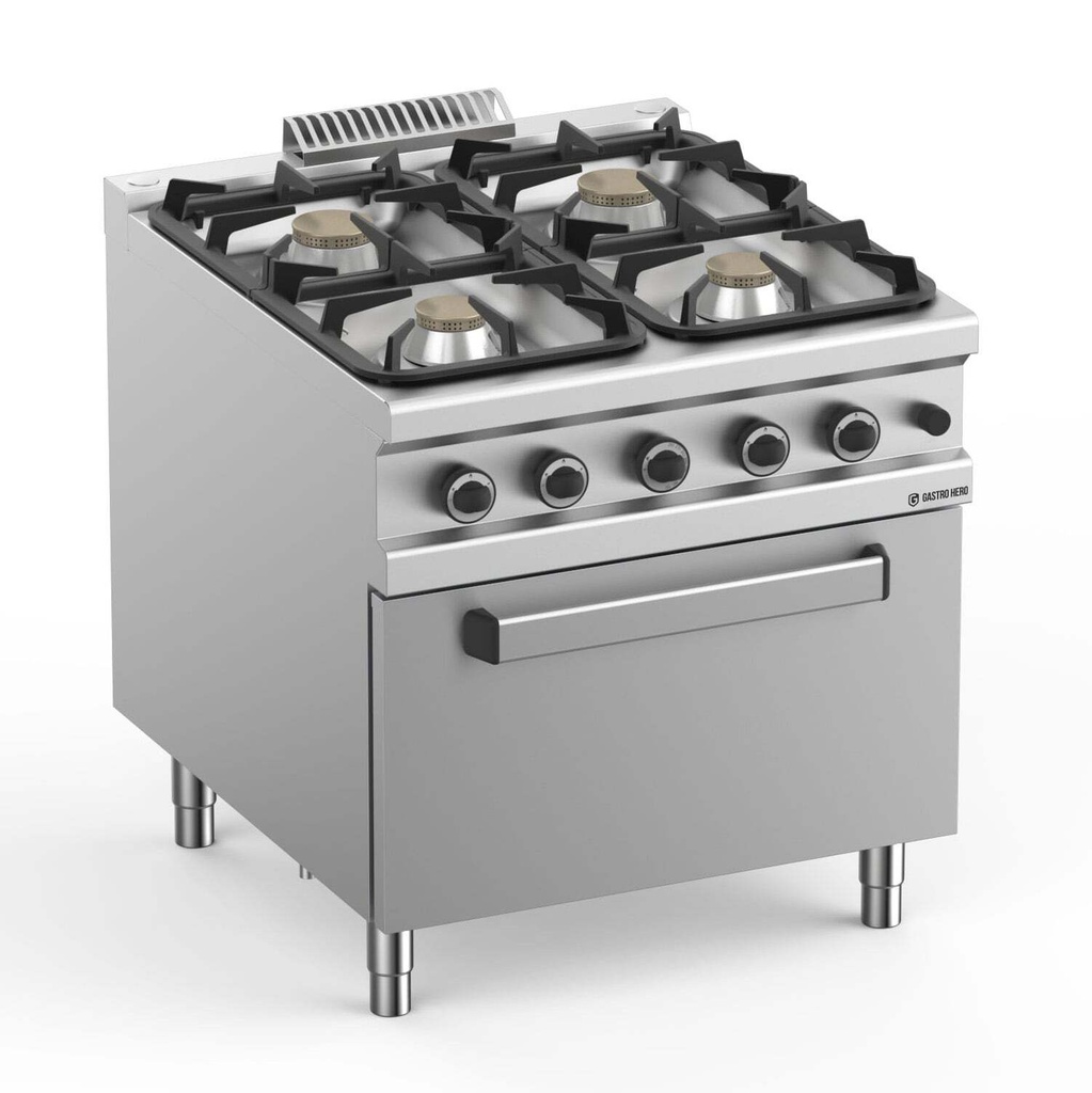 Gasherd  Serie 900 - 80/90 mit Gasbackofen - 4 Kochstellen - 43 kW