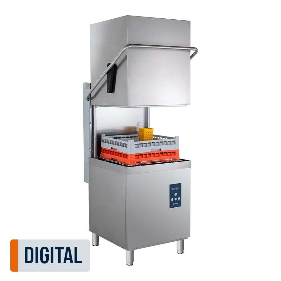 Haubenspülmaschine PROFI Digital 54 SLE 50x50 cm Korbmaß, mit Reiniger- & Klarspüldosierer, mit Ablaufpumpe & Enthärter, Made in Europe, 400 Volt