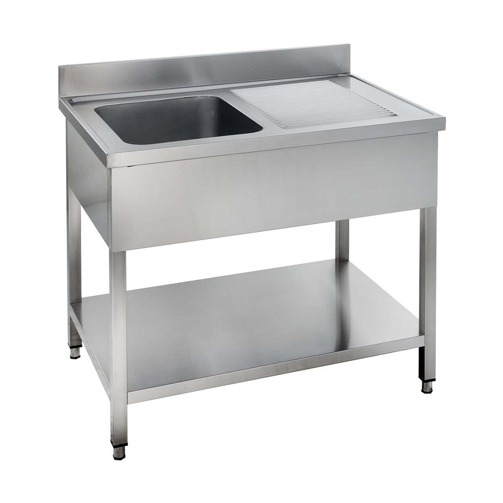 Spültisch Basic 10x6 mit 1 Becken links, Aufkantung und Grundboden