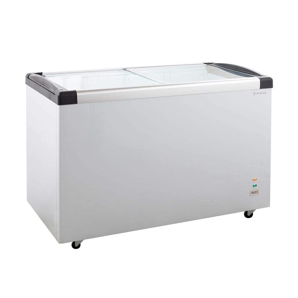 Tiefkühltruhe ECO 450 mit Glasschiebedeckel, 4 Rollen