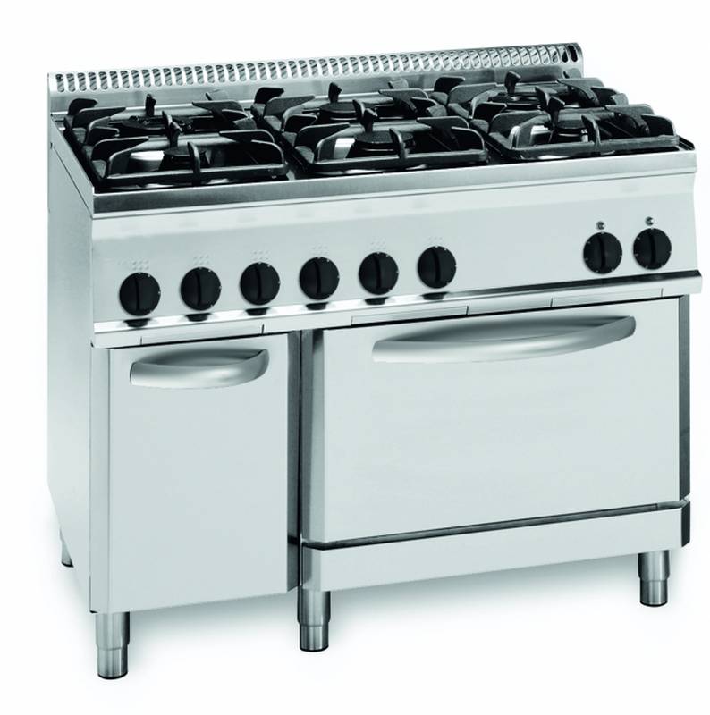 KBS Gas-Herd 37kW 6 Brenner mit Gas Backofen