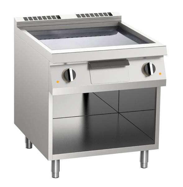 KBS Gas-Grillplatte glatt aus Edelstahl 12kW mit 2 Heizzonen offener Unterbau