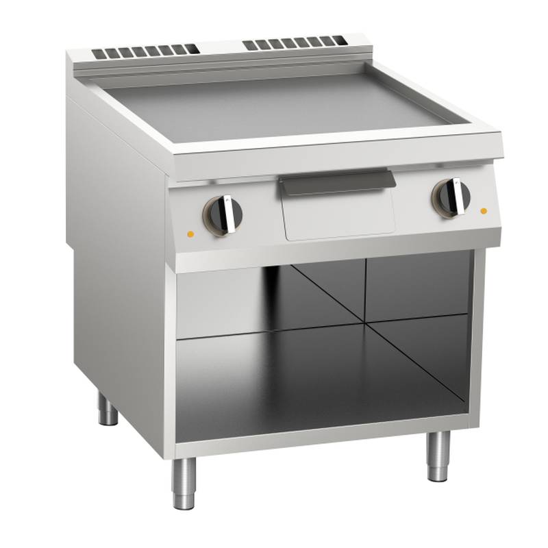 KBS Elektro-Grillplatte glatt aus Edelstahl 15,0 KW mit 2 Heizzonen offener Unterbau