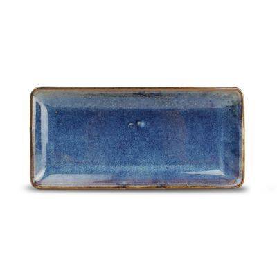 Servierplatte Nova aus Porzellan, 11,5 x 25,5 cm, blau