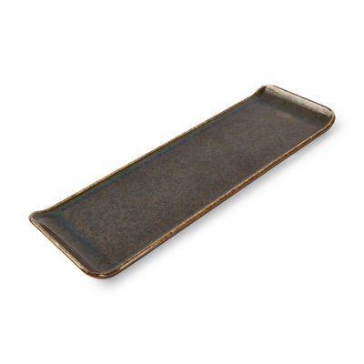 Servierplatte Cirro aus Porzellan, 30 x 9,5 cm, grün