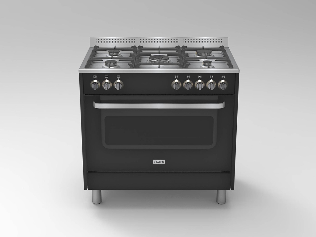 SARO Multifunktionsherd Gas/Elektr., TS95C61LNE schwarz