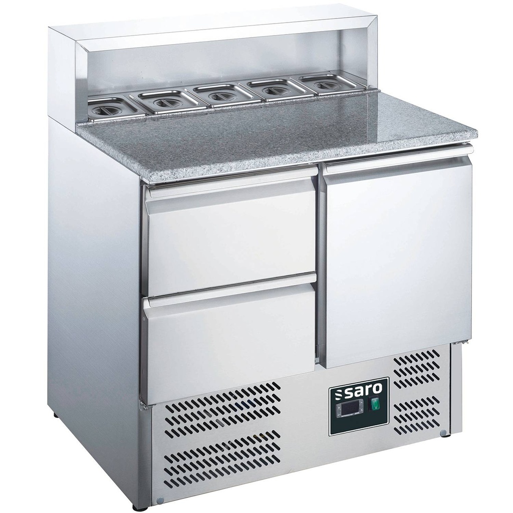 SARO Pizzatisch, Tür + 2 Schubl., Aufsatz, EPS 900 1/2
