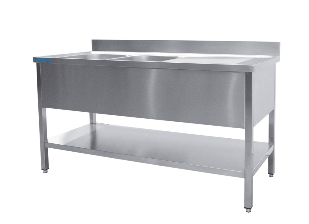 SARO Spültisch 2 Becken, links - B 1200 x T 700 mm