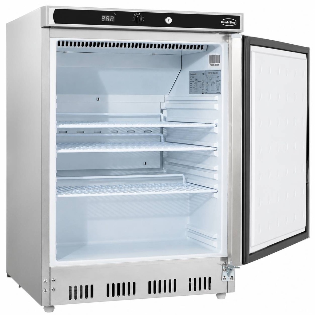 Kühlschrank 1 aus Edelstahl, 600 x 585 x 845 mm, 130 L