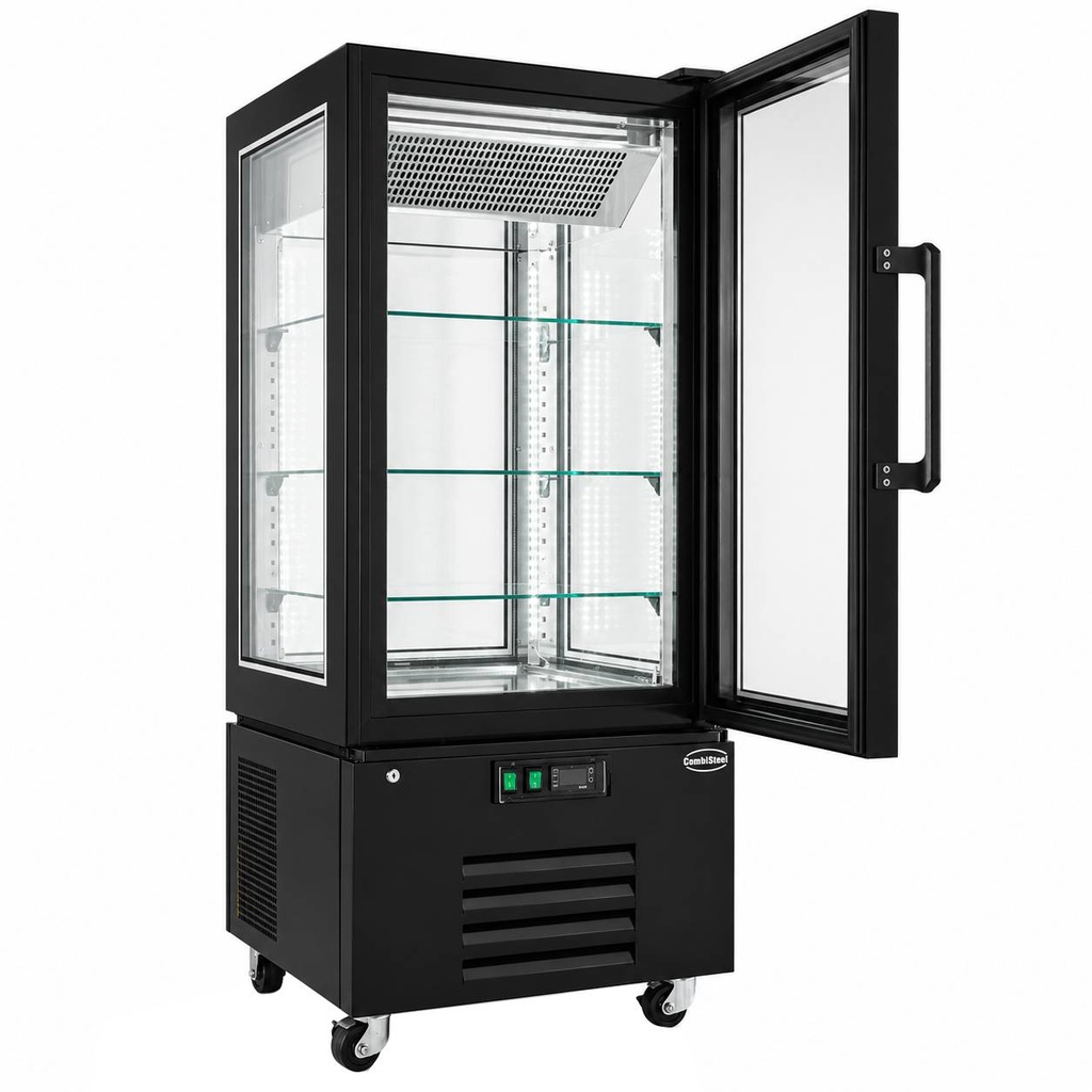Gekühltes Gebäckvitrine, 650 x 650 x 1500 mm, schwarz