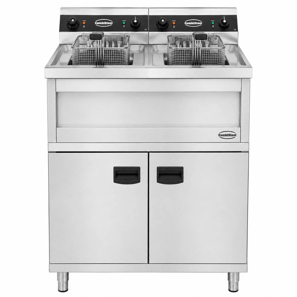 Elektro Friteuse aus Edelstahl, 2 x 12 L, 2 x 9 kW, 800 x 700 x 850 mm