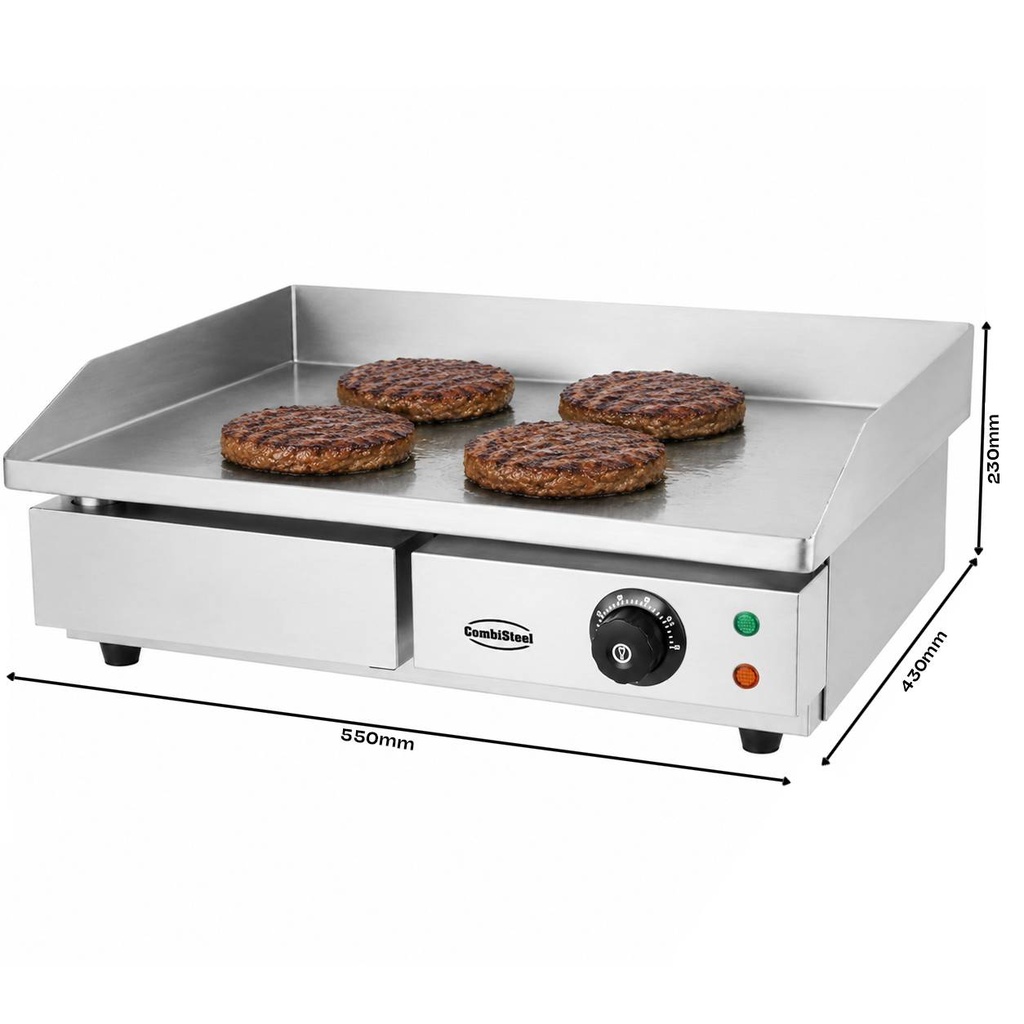 Elektro Grillplatte aus Edelstahl, 550 x 470 x 230 mm
