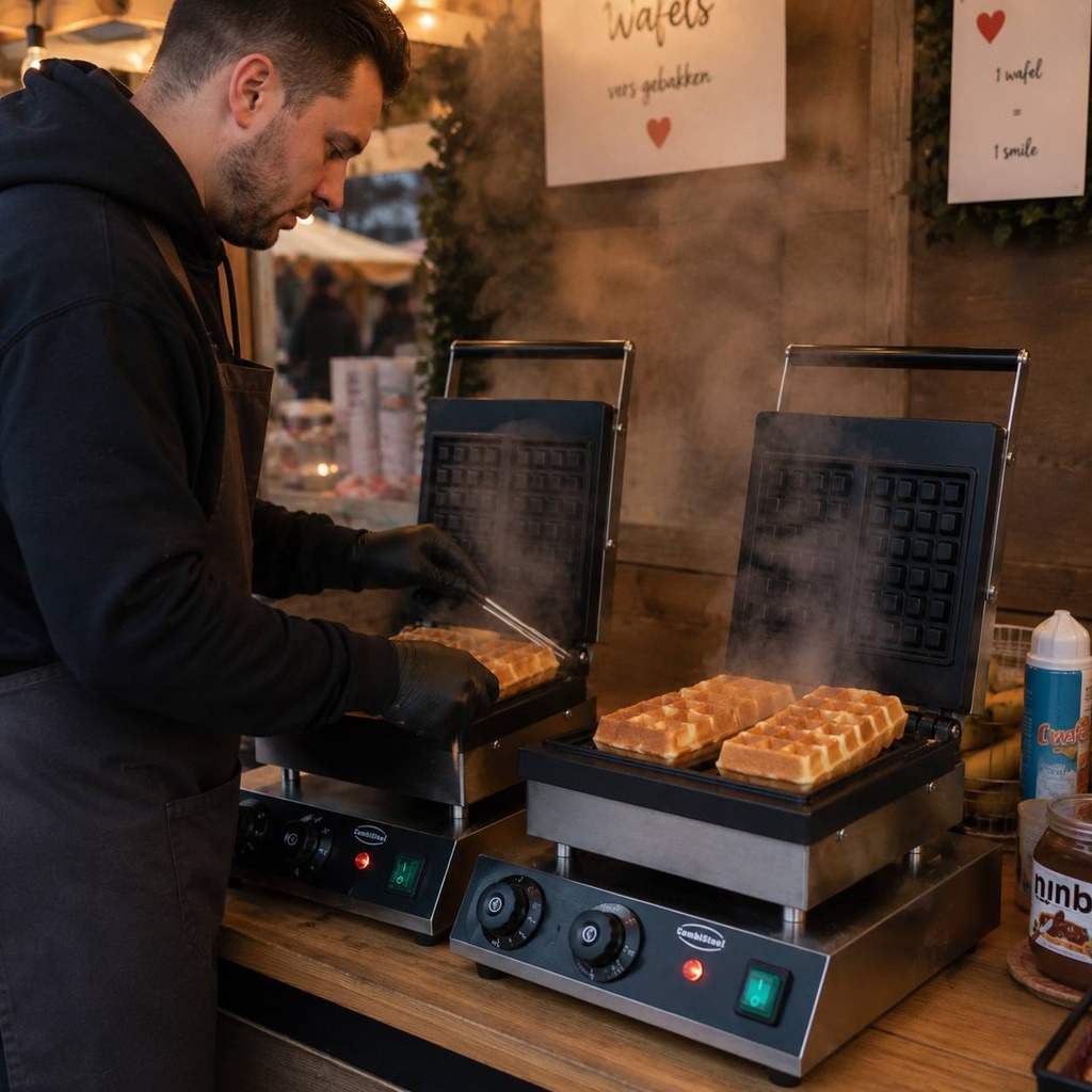 Waffeleisen aus Edelstahl, 300 x 450 x 250 mm