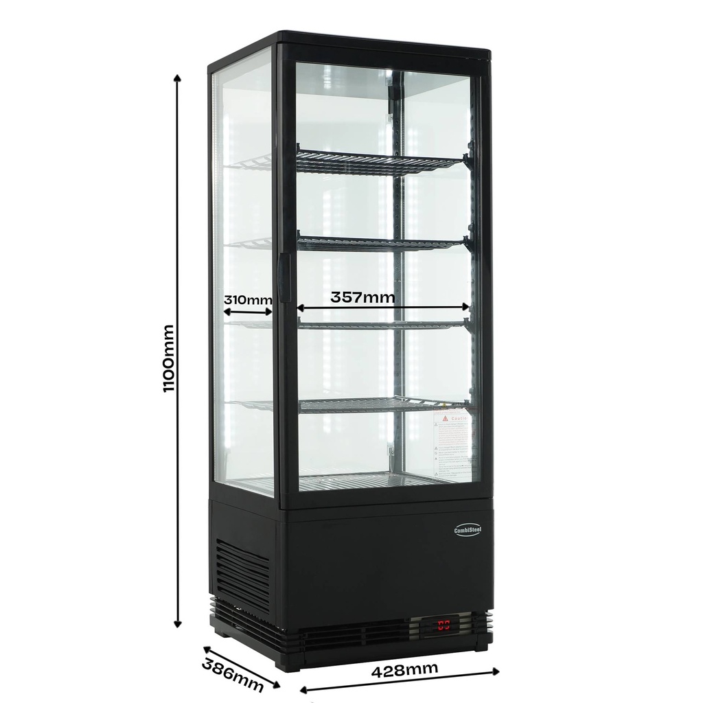 Kühlvitrine, 98 L, 428 x 386 x 1110 mm, schwarz