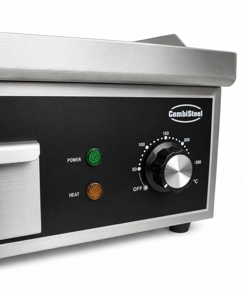 Elektro Grillplatte mit Gerillt aus Edelstahl, 360 x 450 x 220 mm