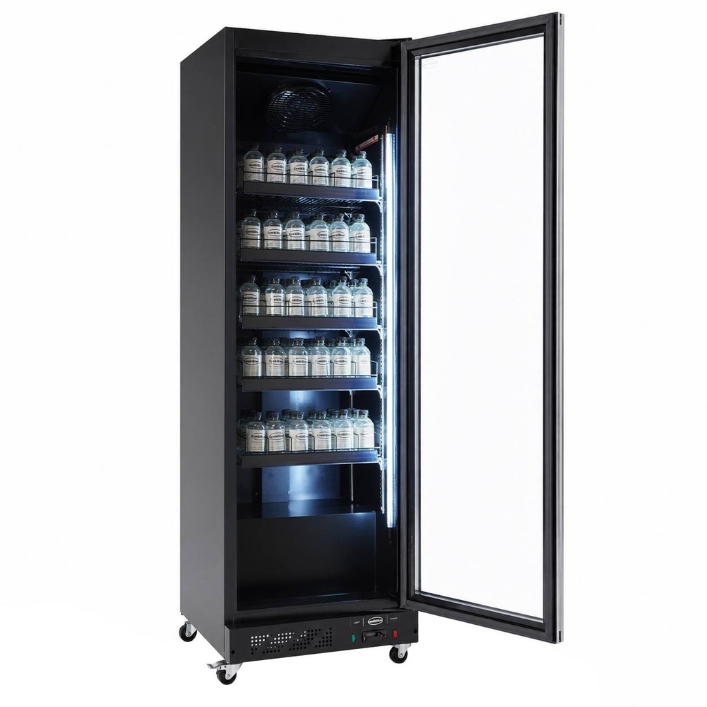 Kühlschrank 1 Glastür, 620 x 600 x 1980 mm, schwarz