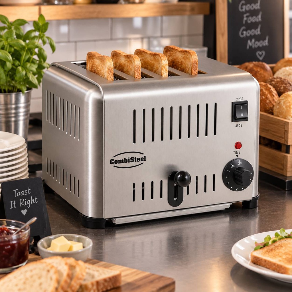 Toaster 4 aus Edelstahl, 290 x 260 x 220 mm