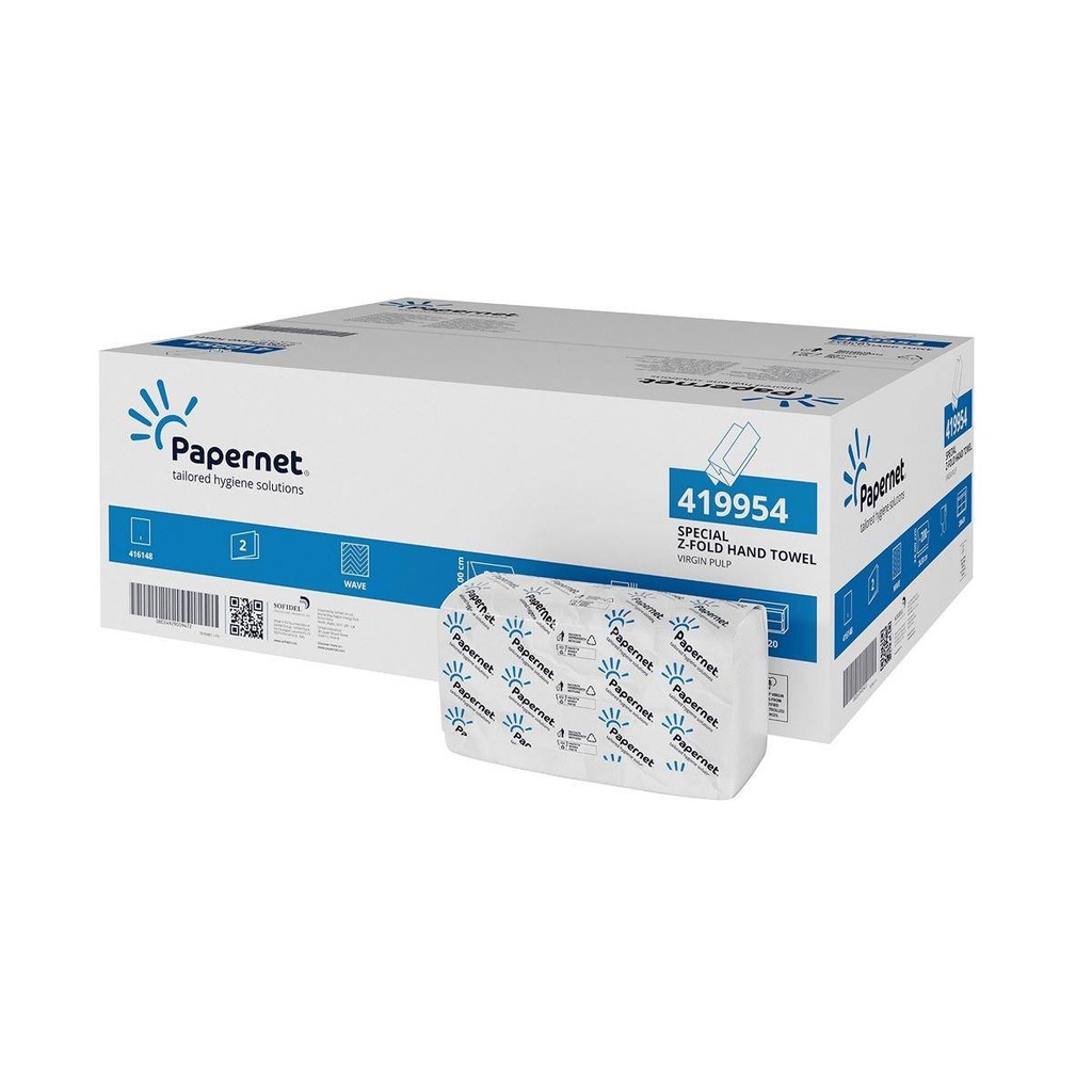 Papierhandtücher Falthandtücher 2-lagig, 20,3 x 24 cm, Z-Falz, Zellstoff | 4.000 Blatt/Karton