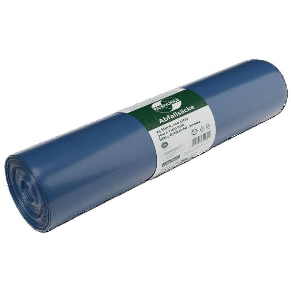 Müllsack 120 Liter, 29 µ LDPE, 700 x 1100 mm, blau | 25 Stück/Rolle