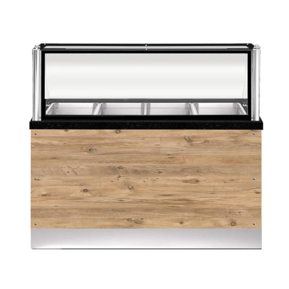 PRO LINE Bain-Marie 4x 1/1GN, 150x88x134cm, schwarzer Granit, LED Beleuchtung