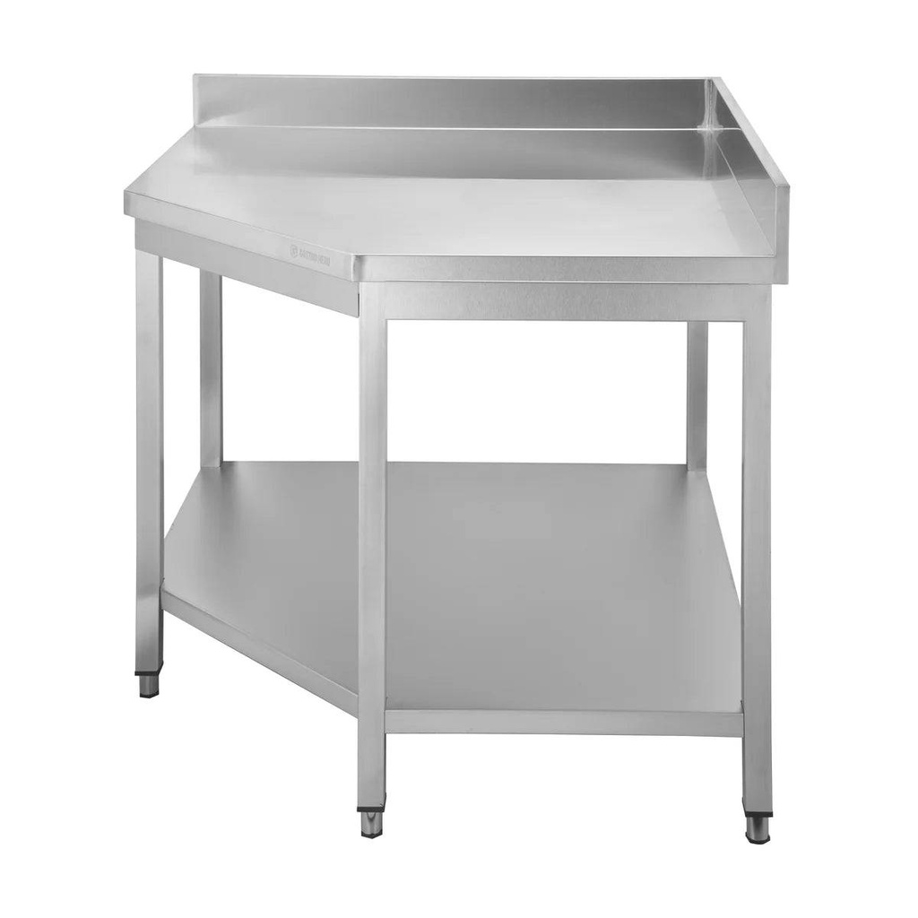 Edelstahl Eckarbeitstisch Basic 1000x700 mm - mit Grundboden und Aufkantung