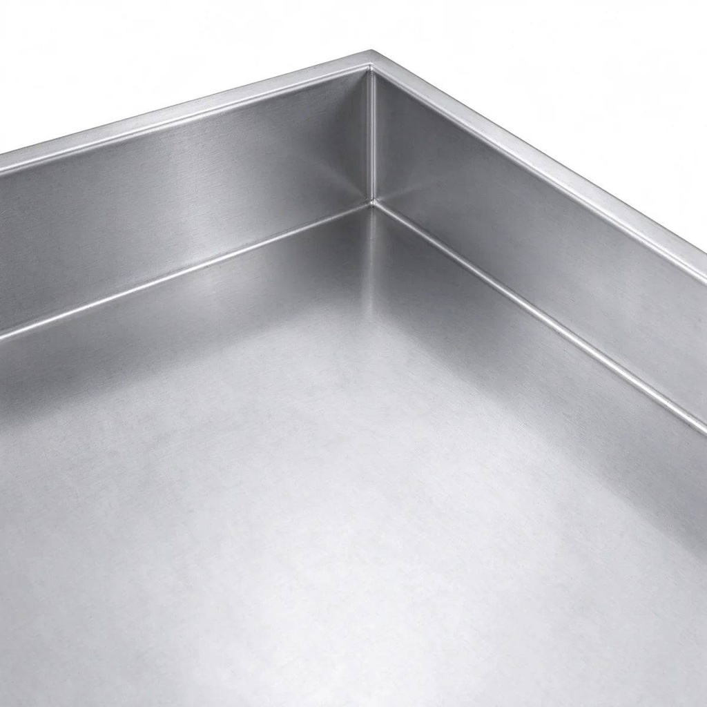 Edelstahl Eckarbeitstisch Basic 1000x700 mm - mit Grundboden und Aufkantung