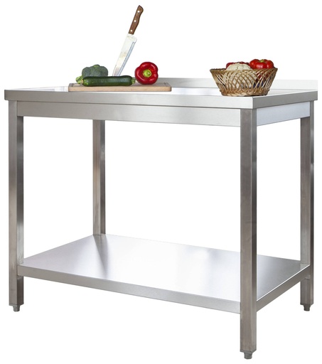 Edelstahl Arbeitstisch Profi 1800 x 700 mm - mit Grundboden und Aufkantung