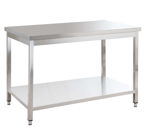 Edelstahl Arbeitstisch Basic 15x7 mit Grundboden, zur Selbstmontage