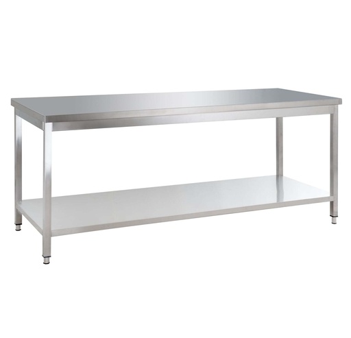 Edelstahl Arbeitstisch Basic 20x7 mit Grundboden, zur Selbstmontage