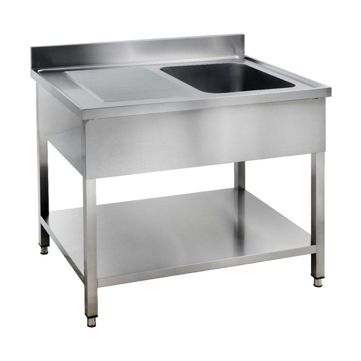 Spültisch Basic 10x6 mit 1 Becken rechts, Aufkantung und Grundboden