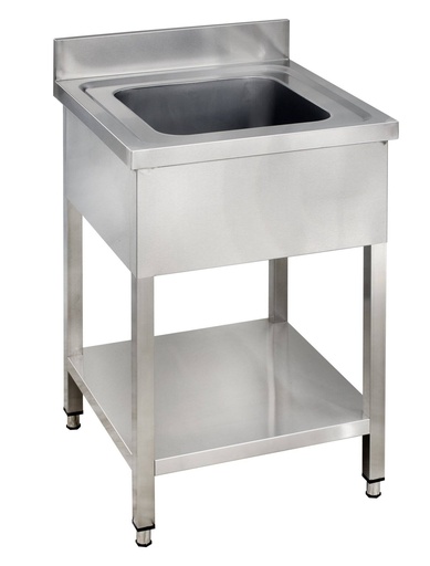 Spültisch Basic 6x7 mit 1 Becken, Aufkantung und Grundboden