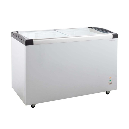 Tiefkühltruhe ECO 450 mit Glasschiebedeckel, 4 Rollen
