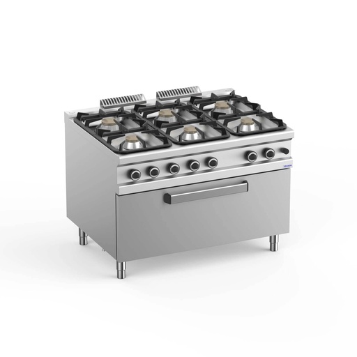 Gasherd  Serie 900 - 120/90 mit großem Gasbackofen - 6 Kochstellen - 64 kW