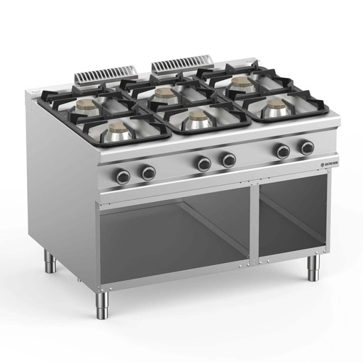 Gasherd  Serie 900 - 120/90 mit offenem Unterbau  - 6 Kochstellen - 33 kW