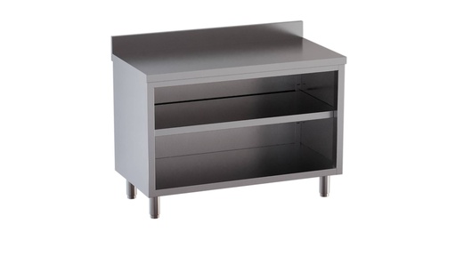 Edelstahl-Arbeitsschrank ECO 12x7 offen mit Aufkantung