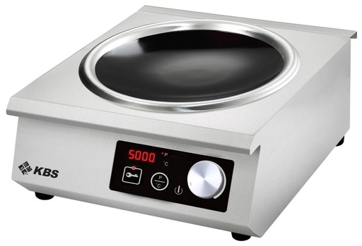 KBS Profi-Induktionswok Edelstahlgehäuse 5 kW Schott-Ceran ® Glaskeramik-Kochfläche