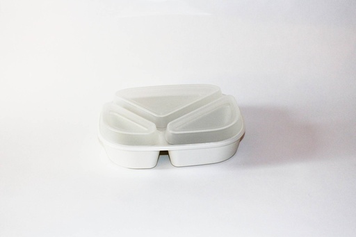Menübox 3-geteilt 236x181x47mm mit Deckel / cremeweiß / 48 Stk.