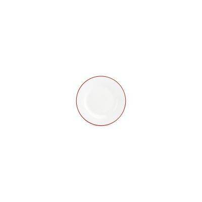 Teller burgunderfarbener Rand Basic aus Porzellan, 15 cm