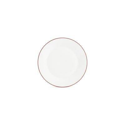 Teller burgunderfarbener Rand Basic White aus Porzellan, 24 cm