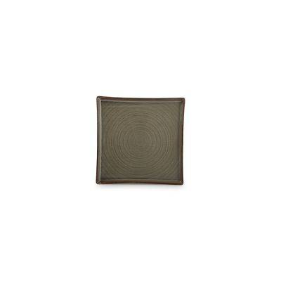Teller Linie aus Porzellan, 20,5 x 20,5 cm, grau