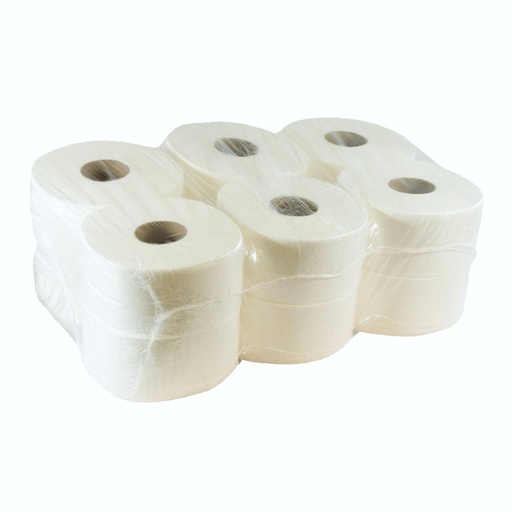 Toilettenpapier Großrolle 2-lagig, Zellstoff, hochweiß,170 m | 12 Rollen/Sack