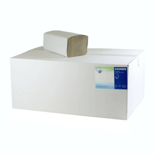 Papierhandtücher Falthandtücher 1-lagig, 25 x 23 cm, Zick-Zack-Falz, soft natur, 36 g/m² | 5.000 Blatt/Karton