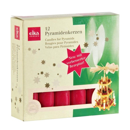 Pyramidenkerzen 100 x 18 mm, rot | 12 Stück/Pack