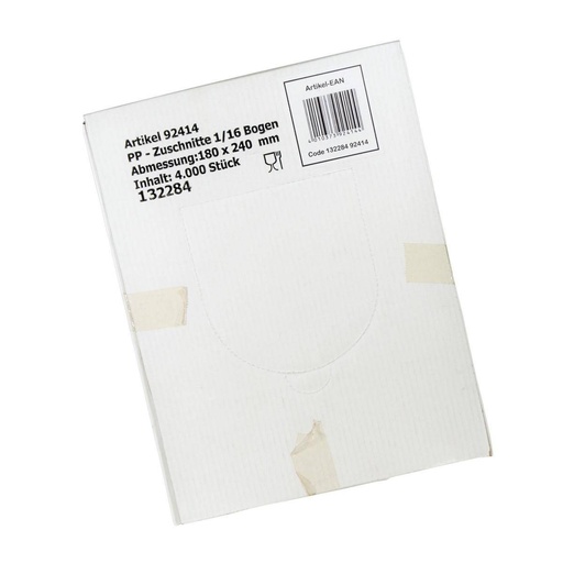 PP-Zuschnitte 18 x 24 cm, 12 my, 1/16 Bogen | 4.000 Stück