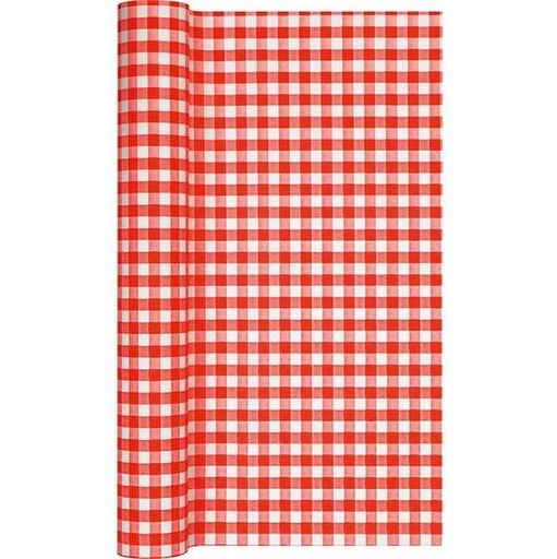 HOME FASHION Tischläufer Airlaid 0,40 m x 4,90 m | Motiv Karo rot/weiß