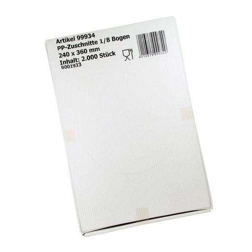 PP Zuschnitte 24 x 36 cm, 12 my, 1/8 Bogen | 10.000 Bogen