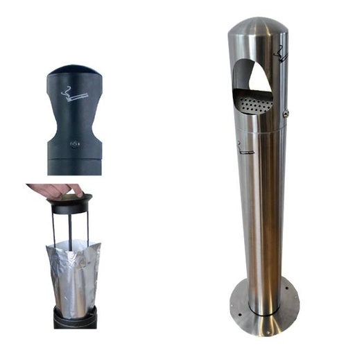 Standaschenbecher für Außenbereich, elegante schlanke Form, abschließbar, Edelstahl