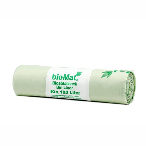 Müllsack 120 Liter, Bio-Müllsack hellgrün, 880 x 1300 mm | 10 Stück/Rolle