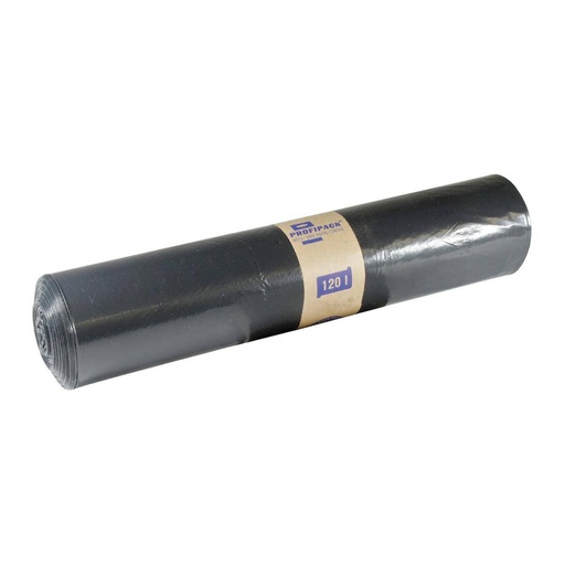 Müllsack 120 Liter, Typ 60, LDPE schwarz, 700 x 1100 mm | 25 Stück/Rolle